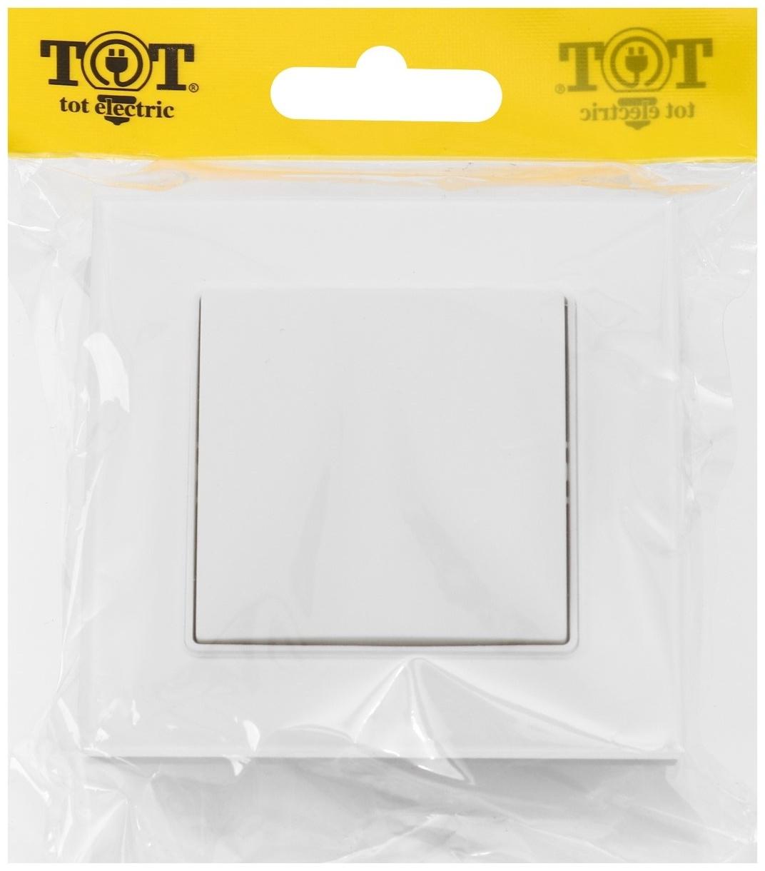 Выключатель TOT Matte Glass, 10 А, 1 кл., скрытый, стекло, белый