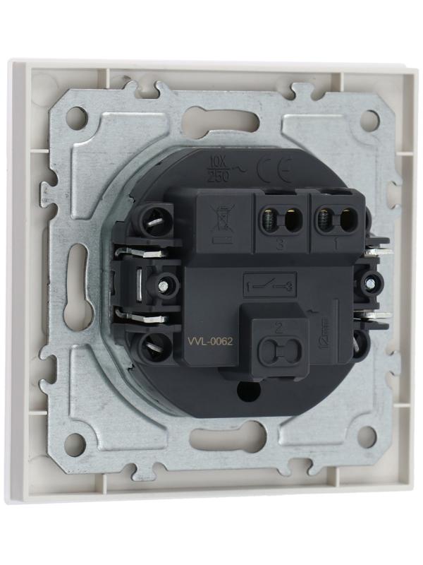 Выключатель TOT Matte Glass, 10 А, 1 кл., скрытый, стекло, белый