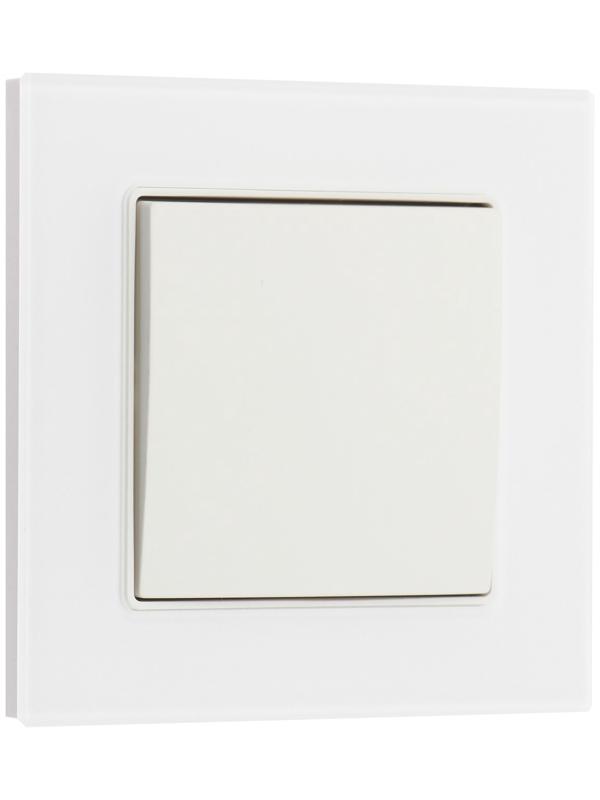 Выключатель TOT Matte Glass, 10 А, 1 кл., скрытый, стекло, белый