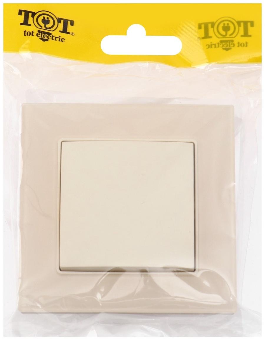 Выключатель TOT Matte Glass, 10 А, 1 кл., скрытый, стекло, бежевый