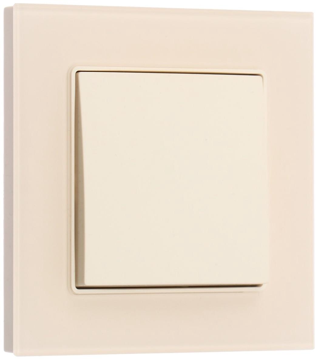 Выключатель TOT Matte Glass, 10 А, 1 кл., скрытый, стекло, бежевый