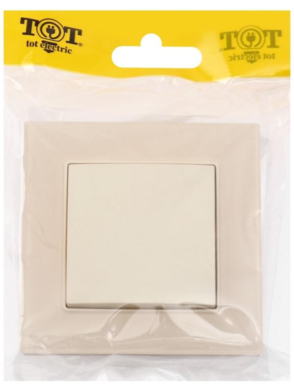 Выключатель TOT Matte Glass, 10 А, 1 кл., скрытый, стекло, бежевый