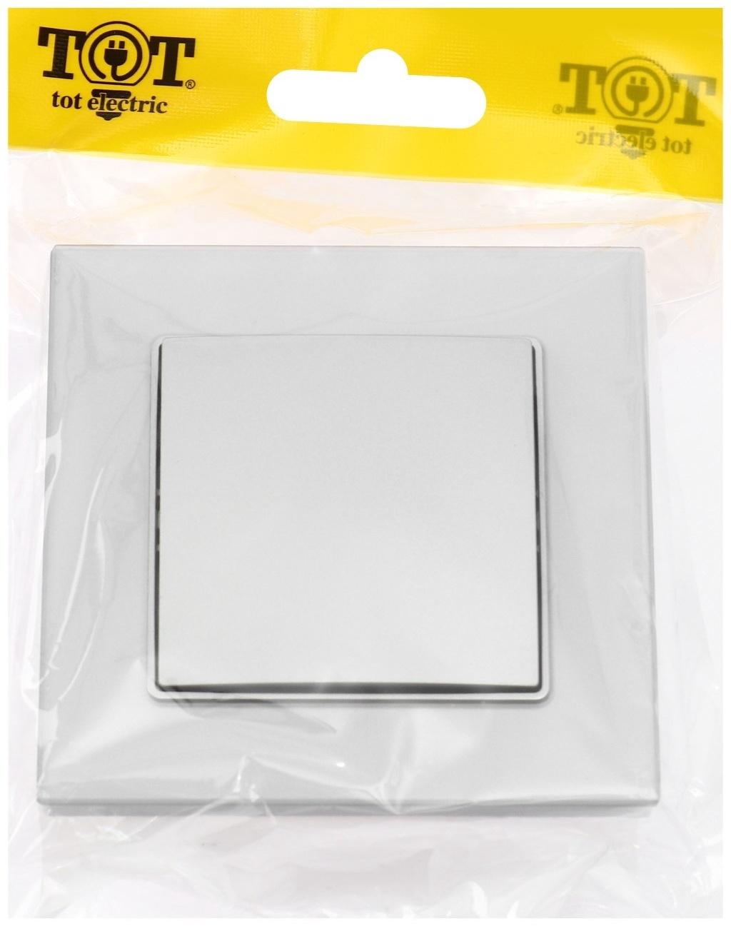 Выключатель TOT Matte Glass, 10 А, 1 кл., скрытый, стекло, серебристый