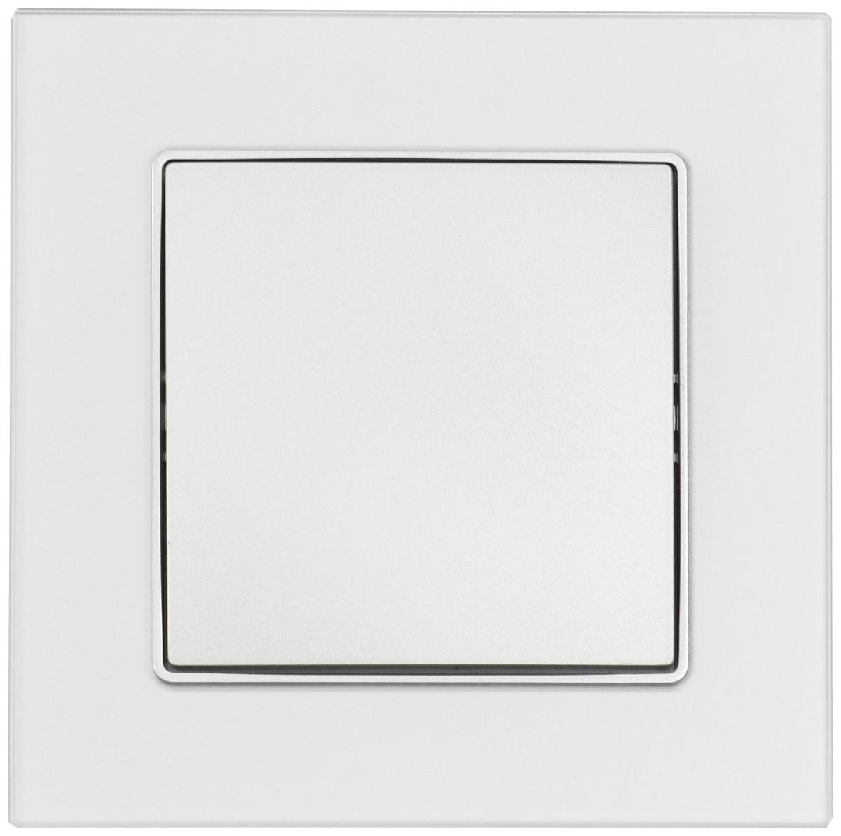 Выключатель TOT Matte Glass, 10 А, 1 кл., скрытый, стекло, серебристый