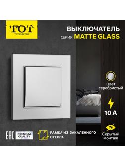 Выключатель TOT Matte Glass, 10 А, 1 кл., скрытый, стекло, серебристый