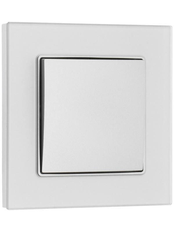 Выключатель TOT Matte Glass, 10 А, 1 кл., скрытый, стекло, серебристый