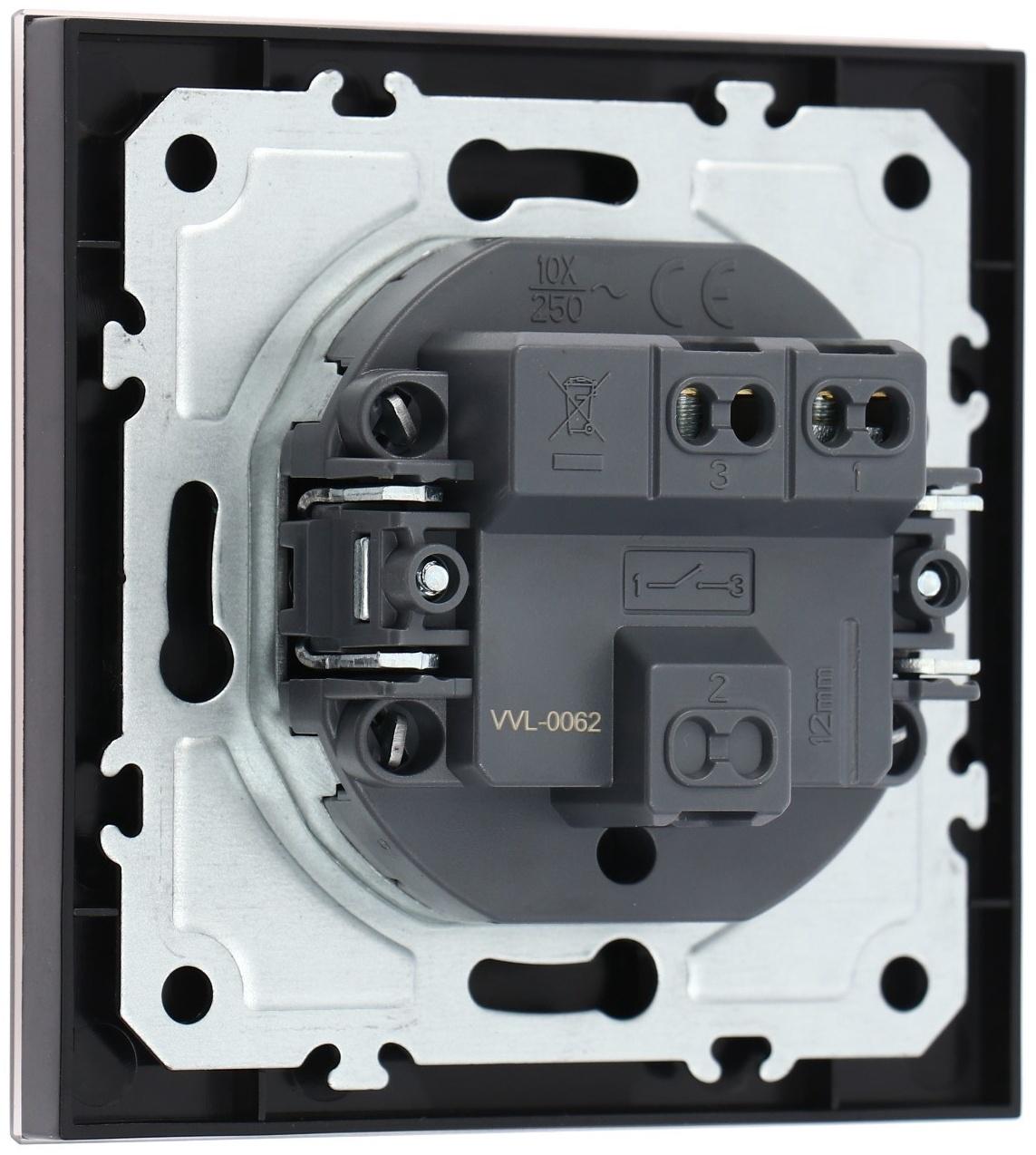 Выключатель TOT Matte Glass, 10 А, 1 кл., скрытый, стекло, черный