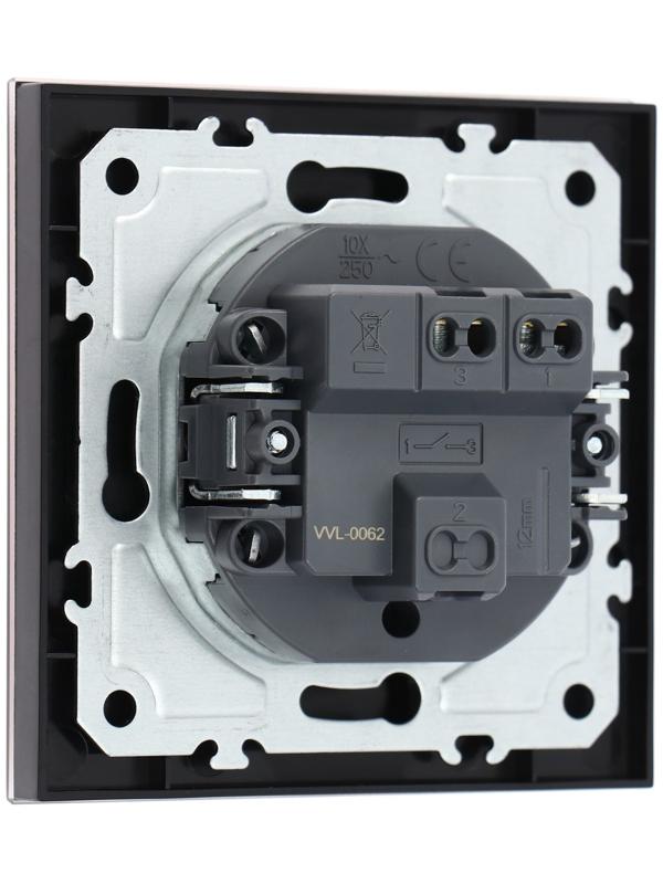 Выключатель TOT Matte Glass, 10 А, 1 кл., скрытый, стекло, черный