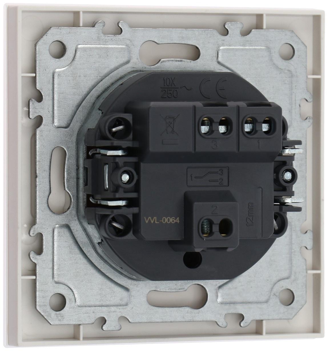 Выключатель проходной TOT Matte Glass, 10 А, 1 кл., скрытый, стекло, белый