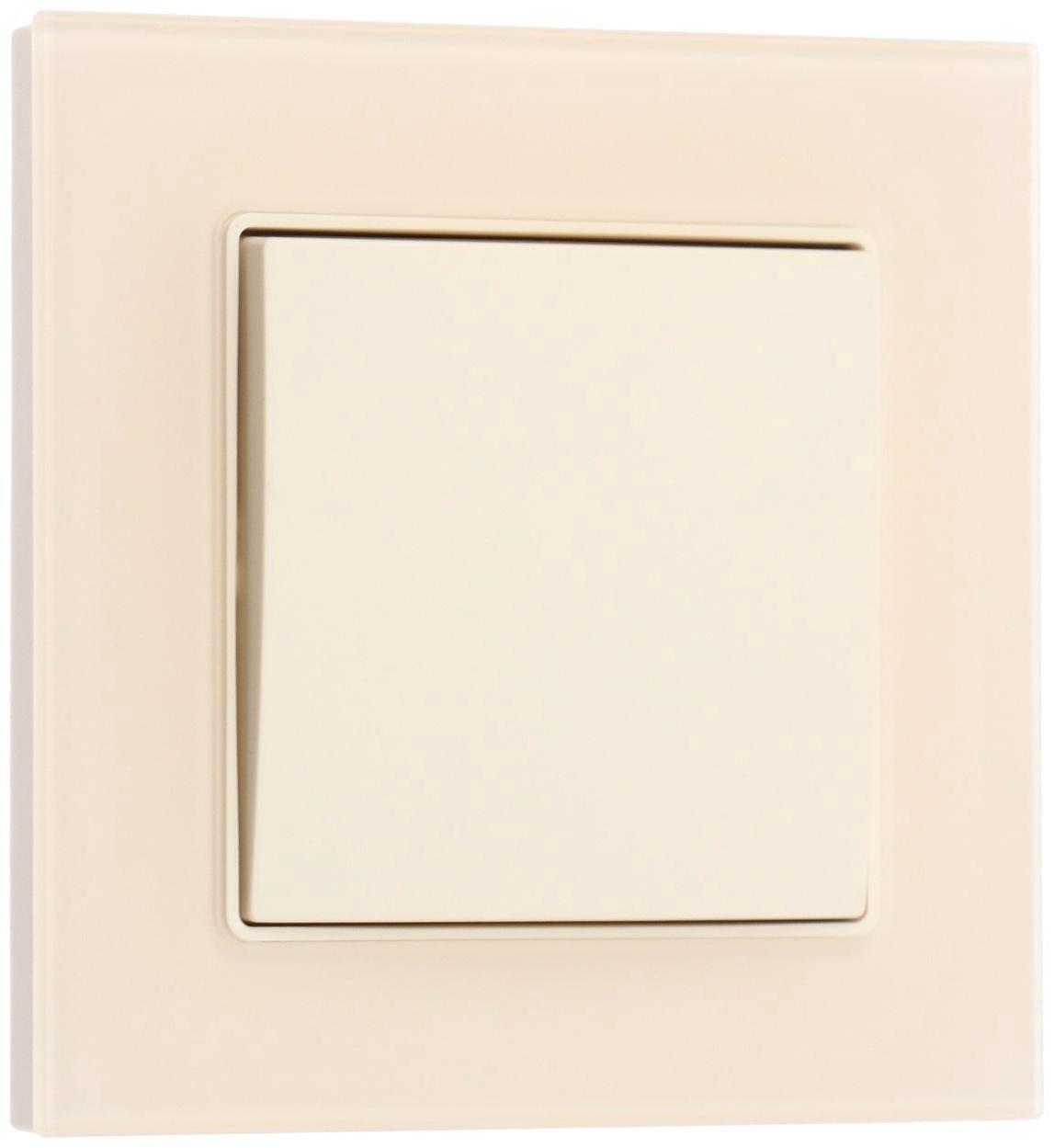 Выключатель проходной TOT Matte Glass, 10 А, 1 кл., скрытый, стекло, бежевый