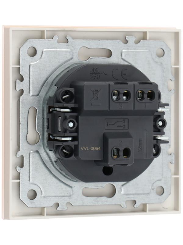 Выключатель проходной TOT Matte Glass, 10 А, 1 кл., скрытый, стекло, бежевый