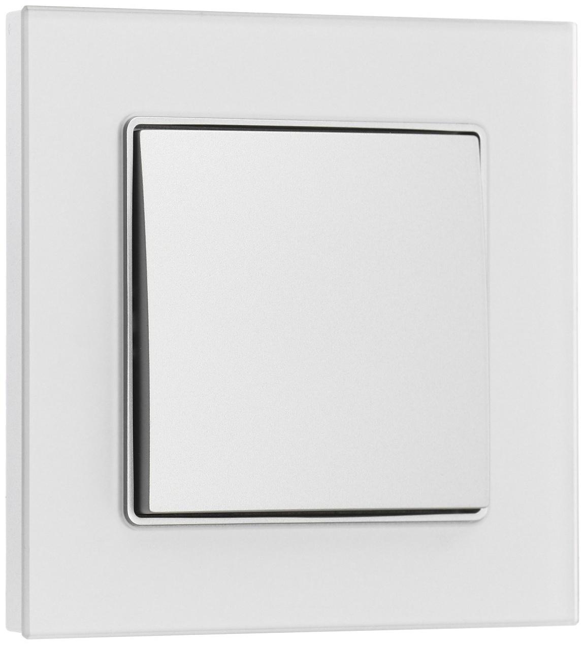 Выключатель проходной TOT Matte Glass, 10 А, 1 кл., скрытый, стекло, серебристый