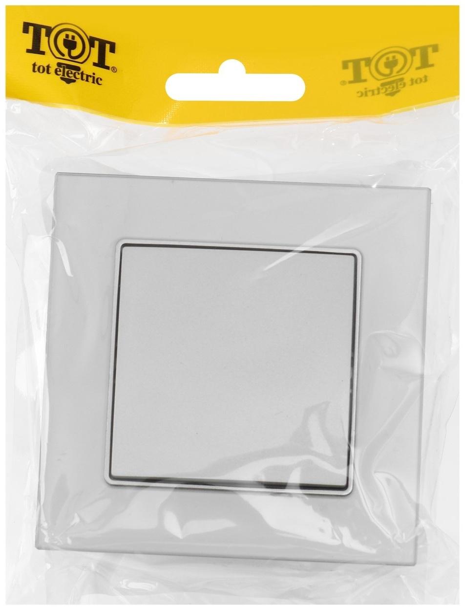 Выключатель проходной TOT Matte Glass, 10 А, 1 кл., скрытый, стекло, серебристый