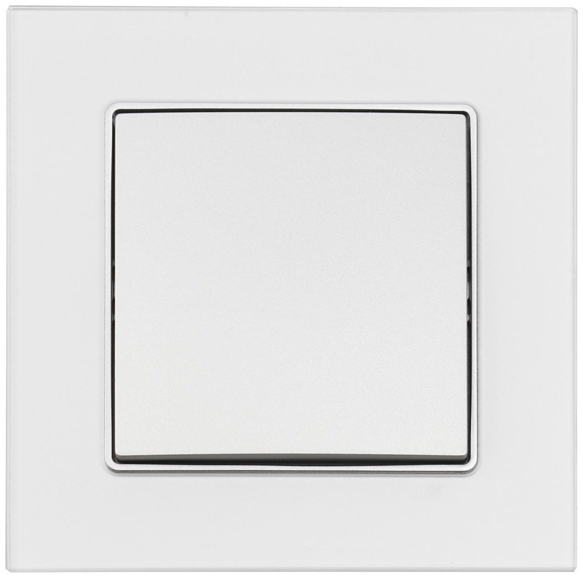 Выключатель проходной TOT Matte Glass, 10 А, 1 кл., скрытый, стекло, серебристый