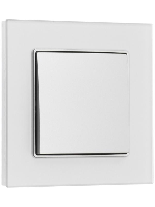 Выключатель проходной TOT Matte Glass, 10 А, 1 кл., скрытый, стекло, серебристый