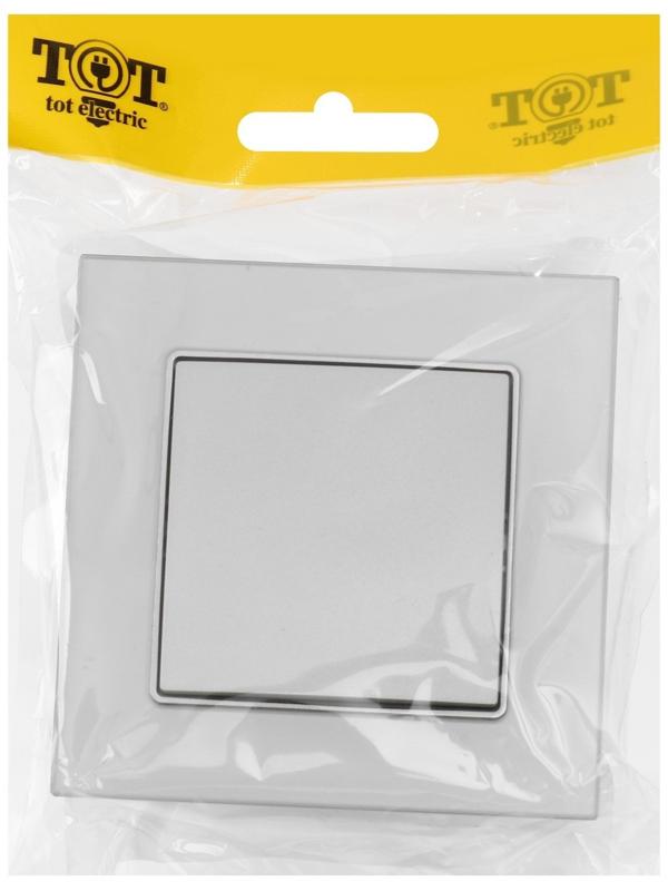 Выключатель проходной TOT Matte Glass, 10 А, 1 кл., скрытый, стекло, серебристый