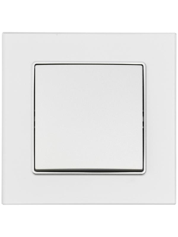 Выключатель проходной TOT Matte Glass, 10 А, 1 кл., скрытый, стекло, серебристый