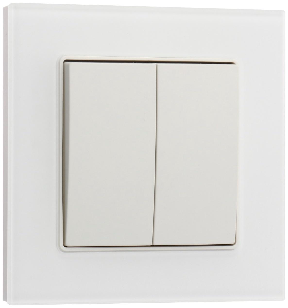 Выключатель TOT Matte Glass, 10 А, 2 кл., скрытый, стекло, белый