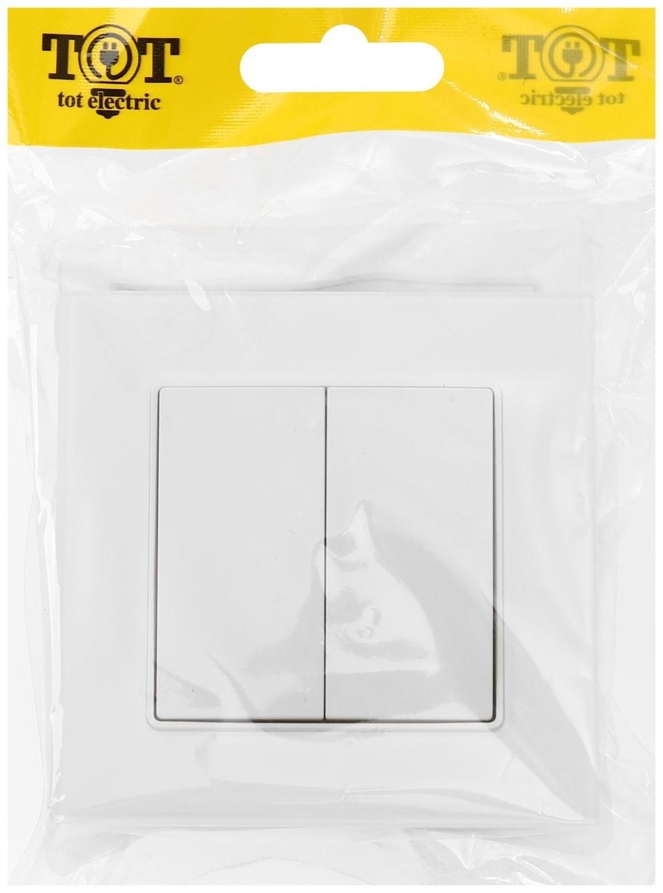Выключатель TOT Matte Glass, 10 А, 2 кл., скрытый, стекло, белый
