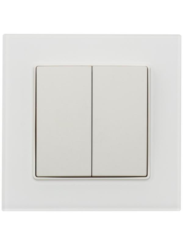 Выключатель TOT Matte Glass, 10 А, 2 кл., скрытый, стекло, белый