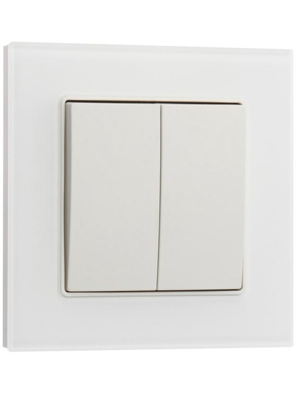 Выключатель TOT Matte Glass, 10 А, 2 кл., скрытый, стекло, белый