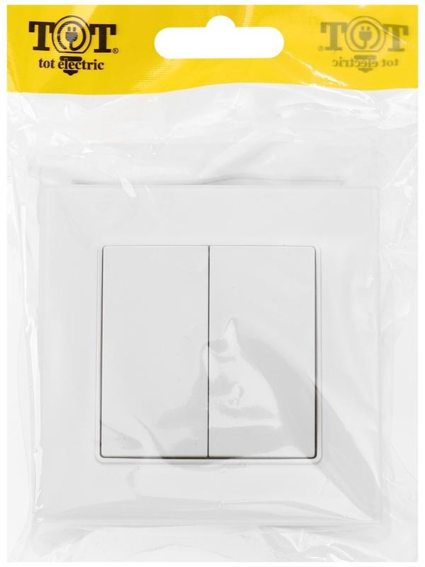 Выключатель TOT Matte Glass, 10 А, 2 кл., скрытый, стекло, белый