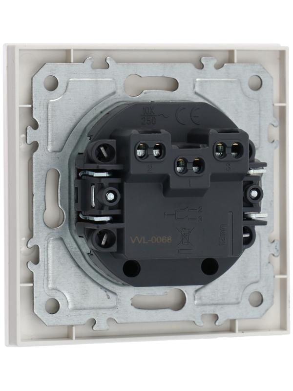 Выключатель TOT Matte Glass, 10 А, 2 кл., скрытый, стекло, белый