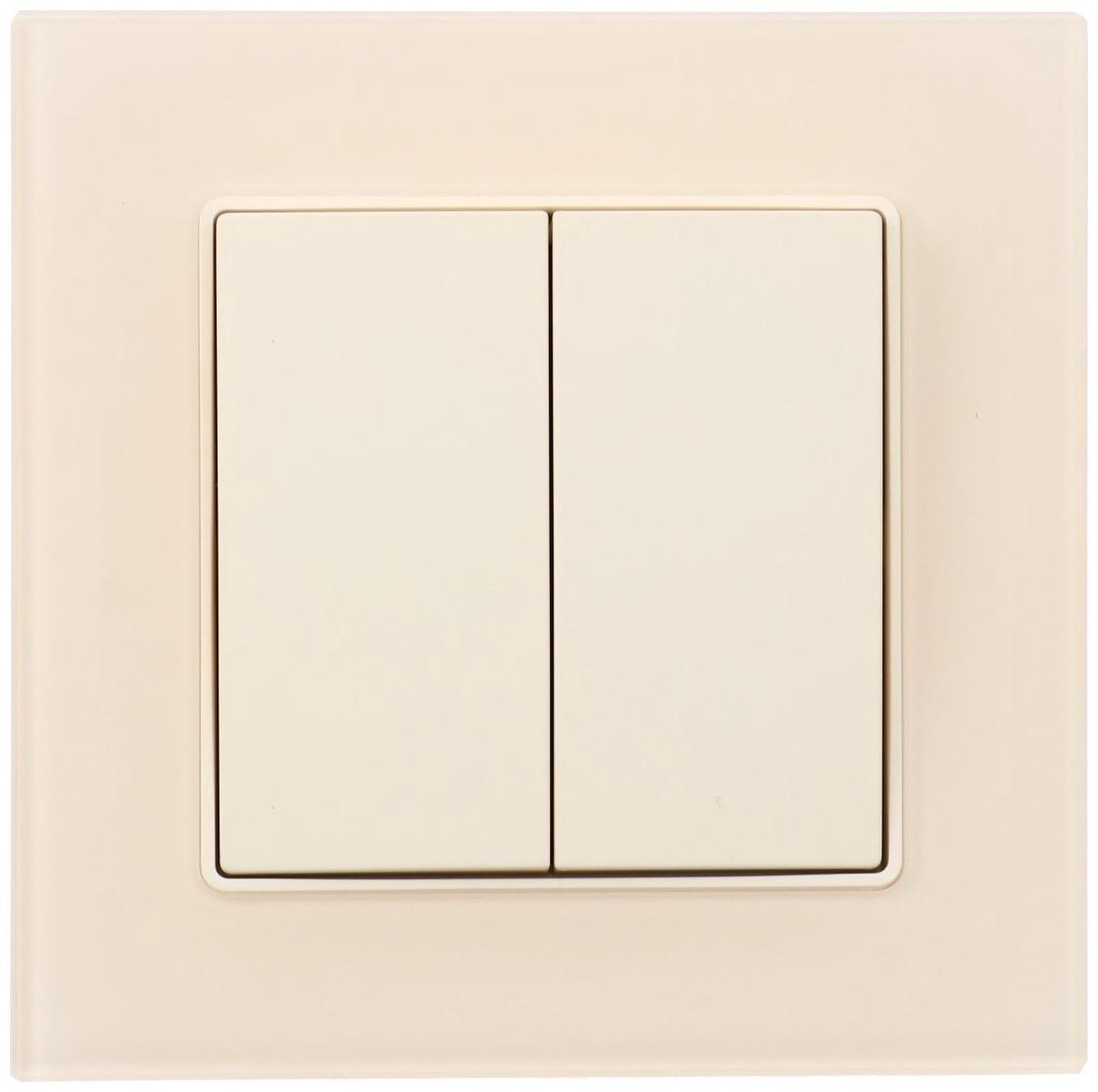 Выключатель TOT Matte Glass, 10 А, 2 кл., скрытый, стекло, бежевый