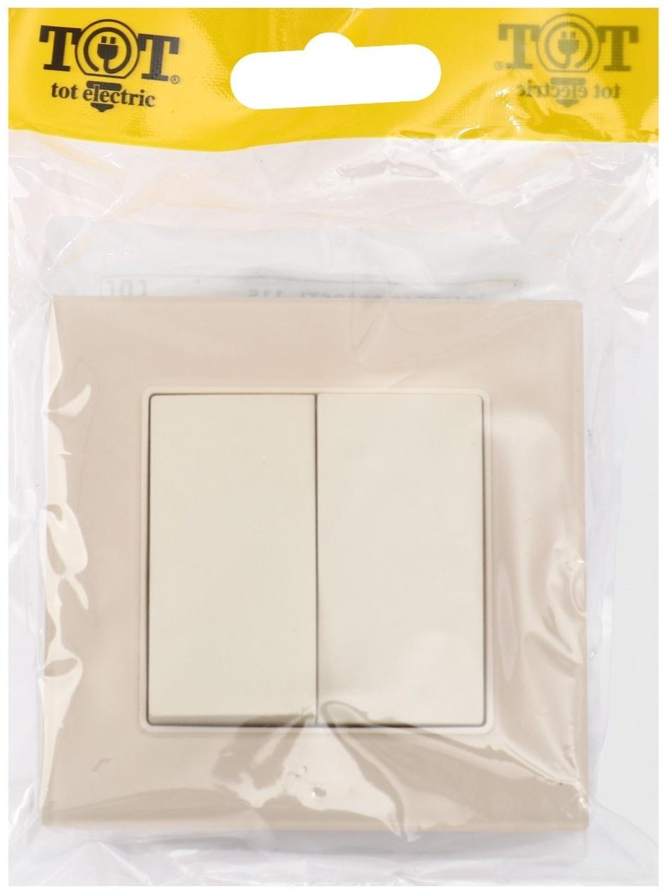 Выключатель TOT Matte Glass, 10 А, 2 кл., скрытый, стекло, бежевый