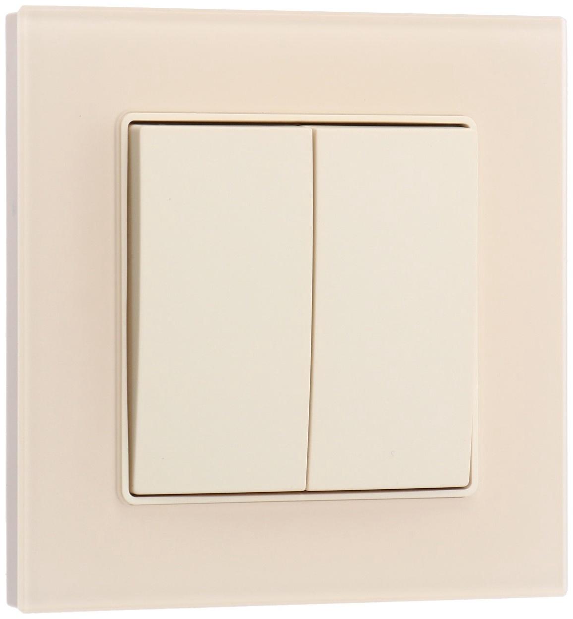 Выключатель TOT Matte Glass, 10 А, 2 кл., скрытый, стекло, бежевый