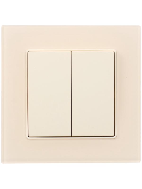 Выключатель TOT Matte Glass, 10 А, 2 кл., скрытый, стекло, бежевый