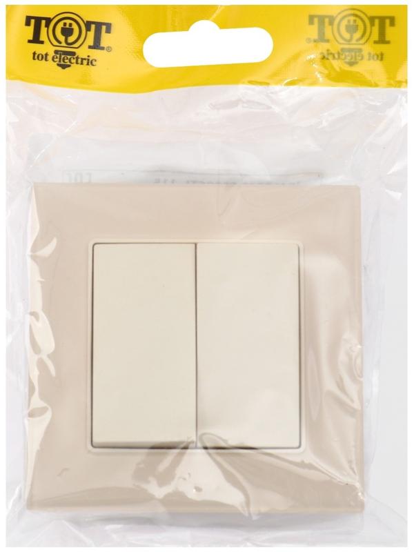 Выключатель TOT Matte Glass, 10 А, 2 кл., скрытый, стекло, бежевый