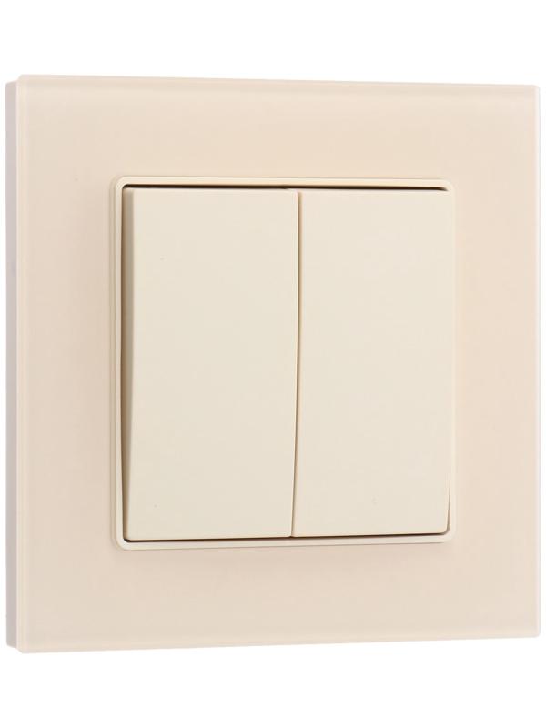 Выключатель TOT Matte Glass, 10 А, 2 кл., скрытый, стекло, бежевый