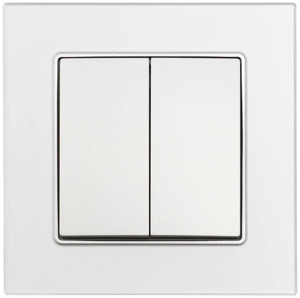 Выключатель TOT Matte Glass, 10 А, 2 кл., скрытый, стекло, серебристый