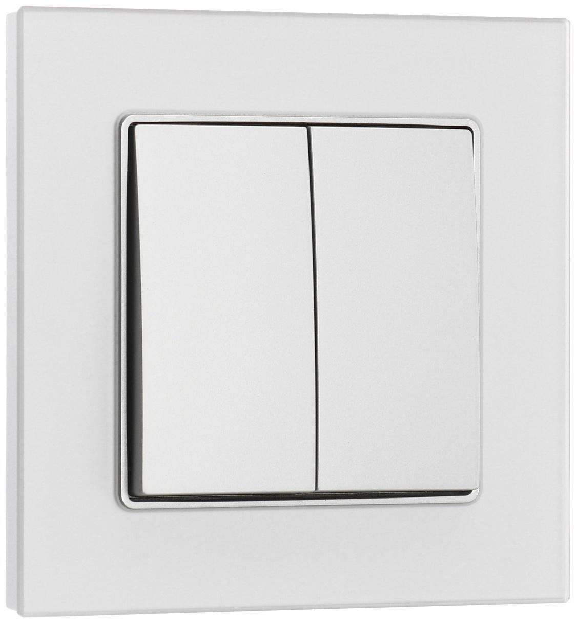 Выключатель TOT Matte Glass, 10 А, 2 кл., скрытый, стекло, серебристый