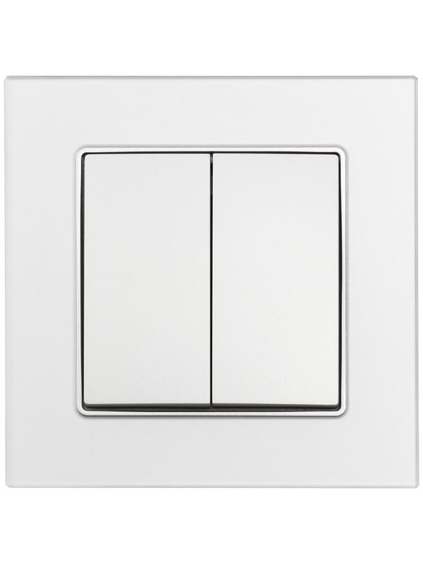 Выключатель TOT Matte Glass, 10 А, 2 кл., скрытый, стекло, серебристый