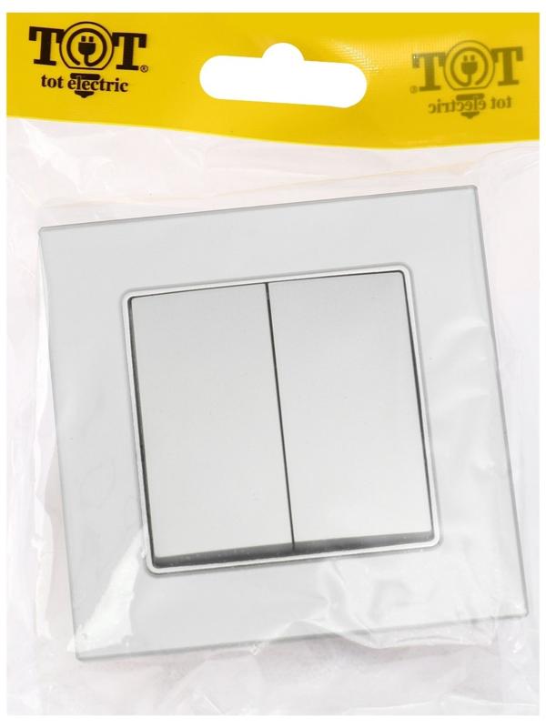 Выключатель TOT Matte Glass, 10 А, 2 кл., скрытый, стекло, серебристый