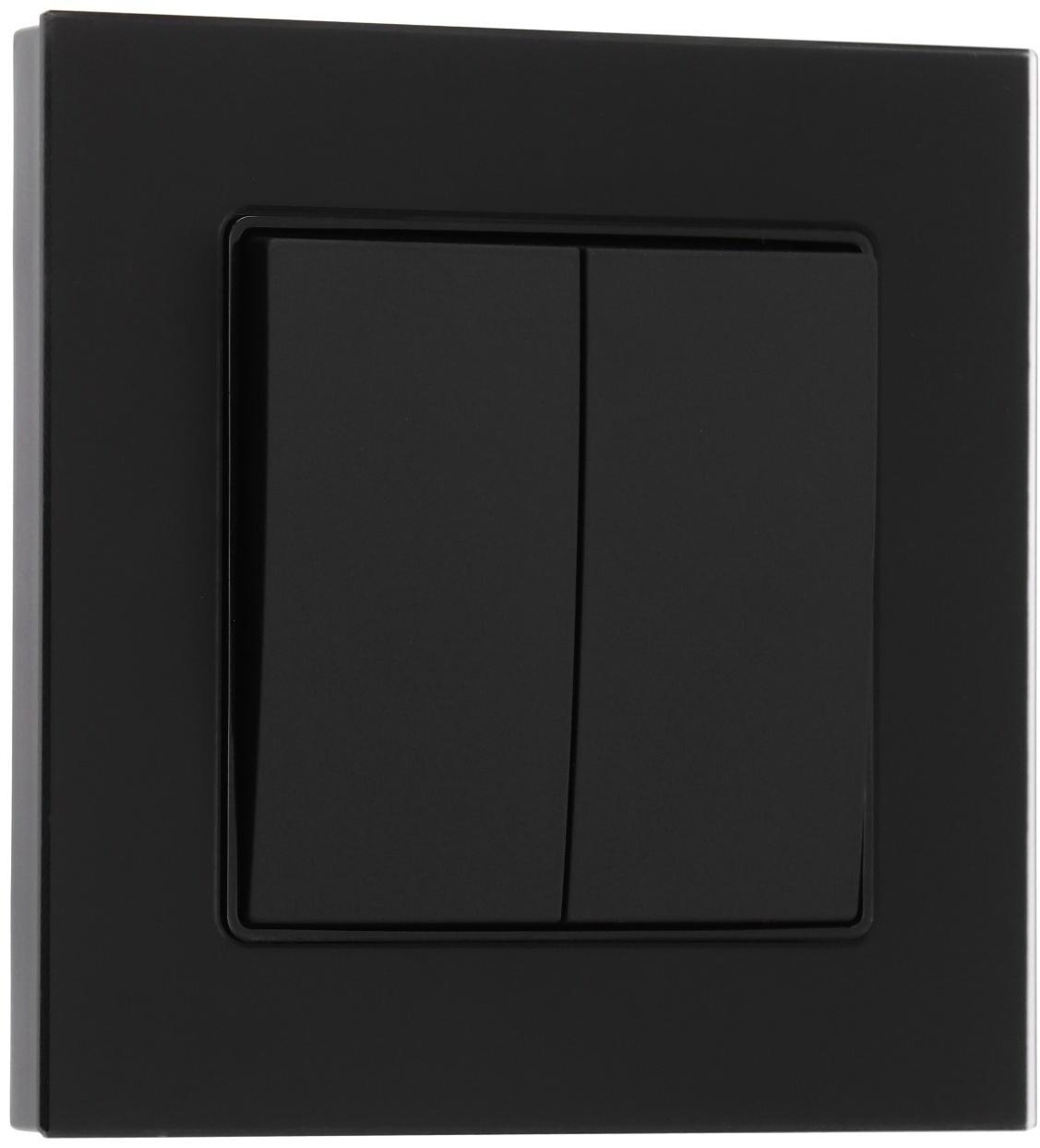 Выключатель TOT Matte Glass, 10 А, 2 кл., скрытый, стекло, черный