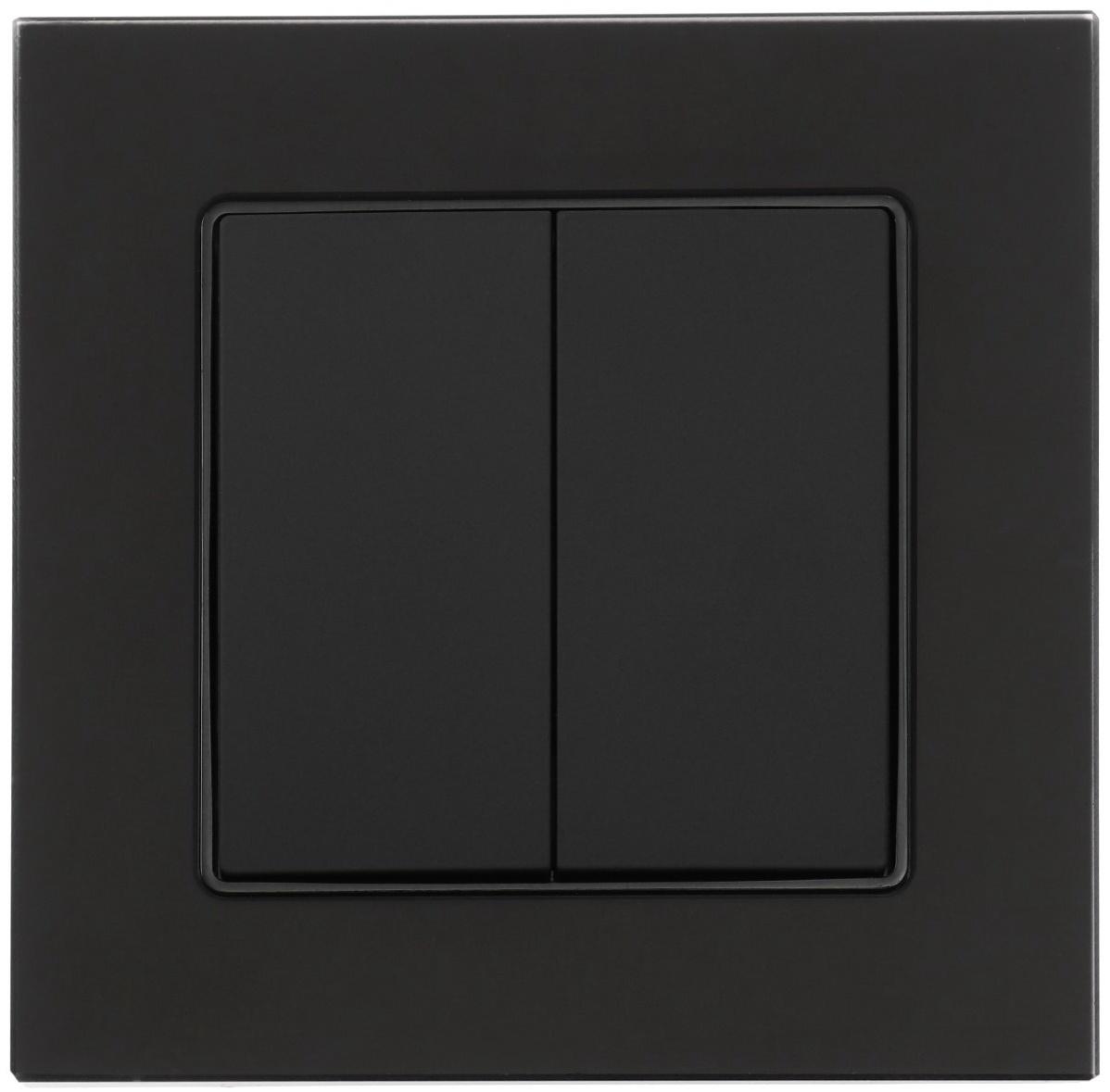 Выключатель TOT Matte Glass, 10 А, 2 кл., скрытый, стекло, черный