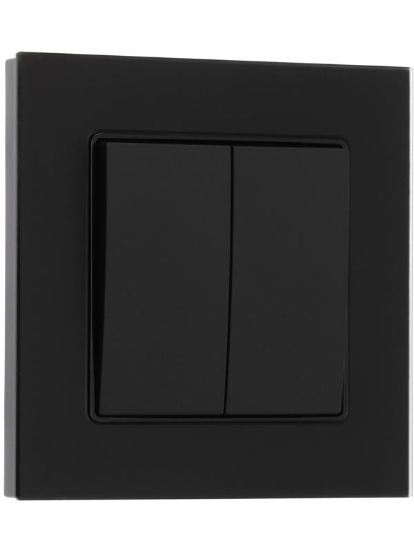 Выключатель TOT Matte Glass, 10 А, 2 кл., скрытый, стекло, черный