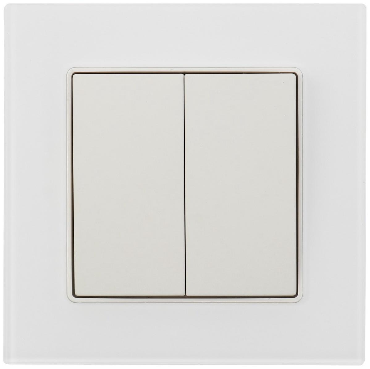 Выключатель проходной TOT Matte Glass, 10 А, 2 кл., скрытый, стекло, белый