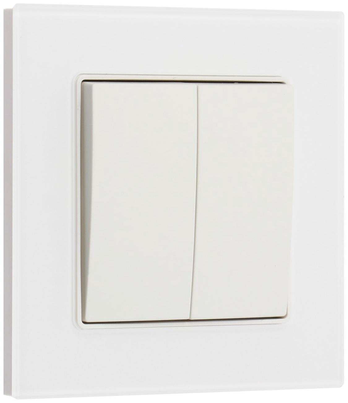 Выключатель проходной TOT Matte Glass, 10 А, 2 кл., скрытый, стекло, белый