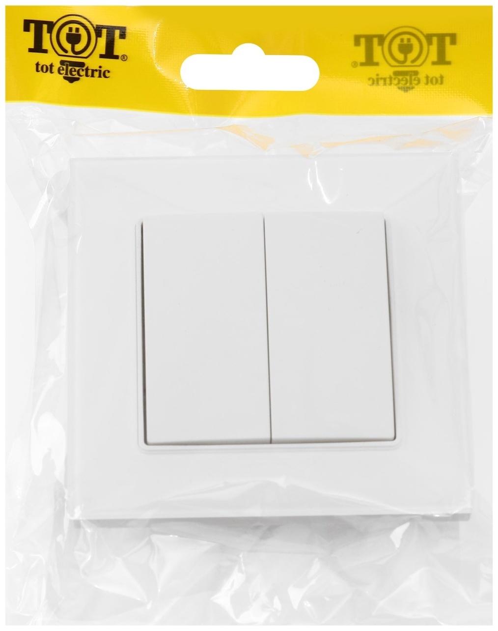 Выключатель проходной TOT Matte Glass, 10 А, 2 кл., скрытый, стекло, белый