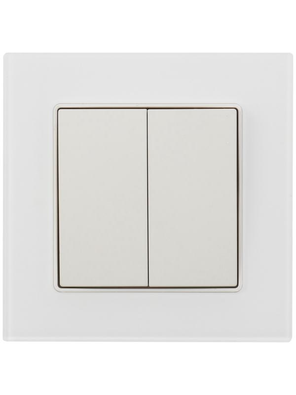 Выключатель проходной TOT Matte Glass, 10 А, 2 кл., скрытый, стекло, белый