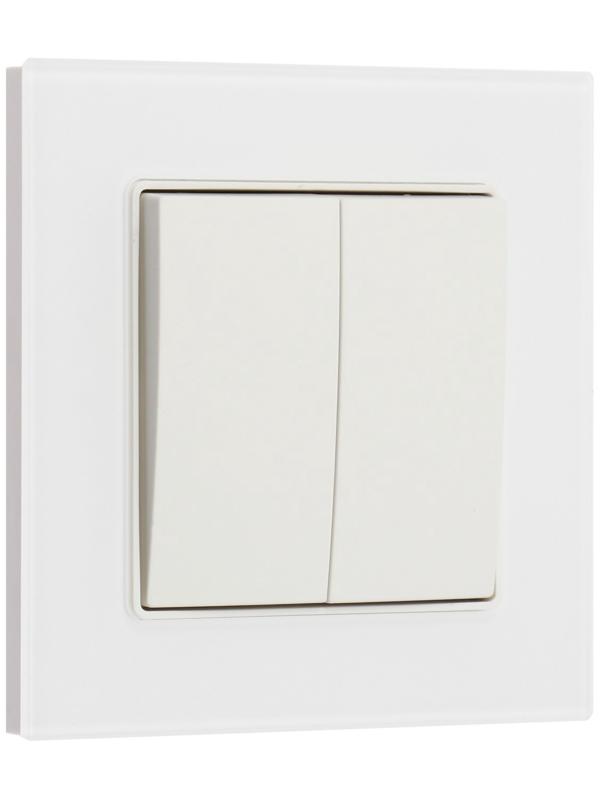 Выключатель проходной TOT Matte Glass, 10 А, 2 кл., скрытый, стекло, белый