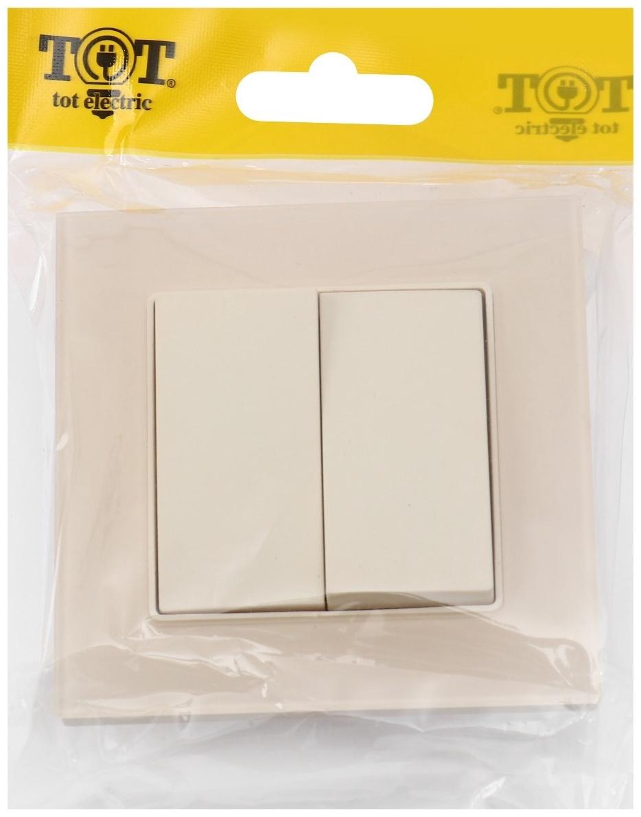Выключатель проходной TOT Matte Glass, 10 А, 2 кл., скрытый, стекло, бежевый
