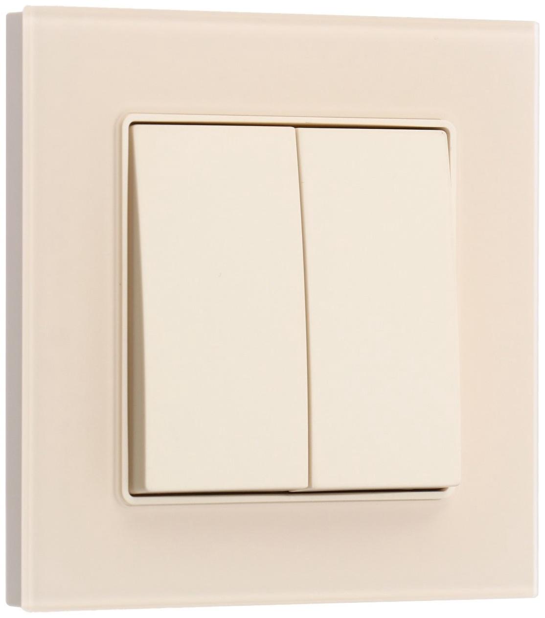 Выключатель проходной TOT Matte Glass, 10 А, 2 кл., скрытый, стекло, бежевый