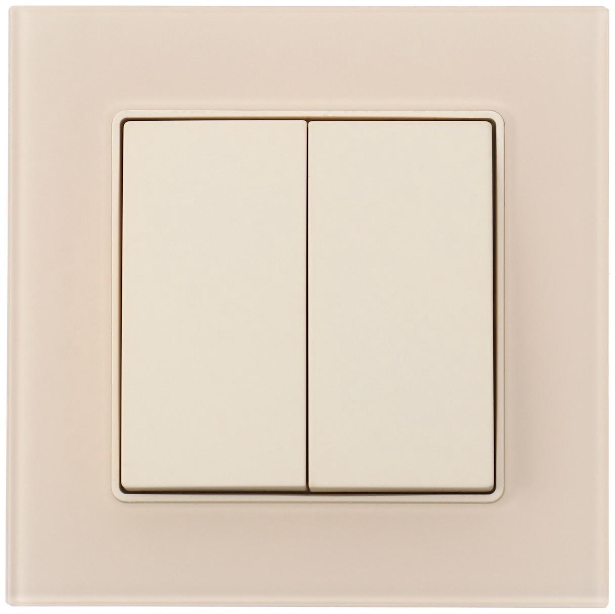 Выключатель проходной TOT Matte Glass, 10 А, 2 кл., скрытый, стекло, бежевый