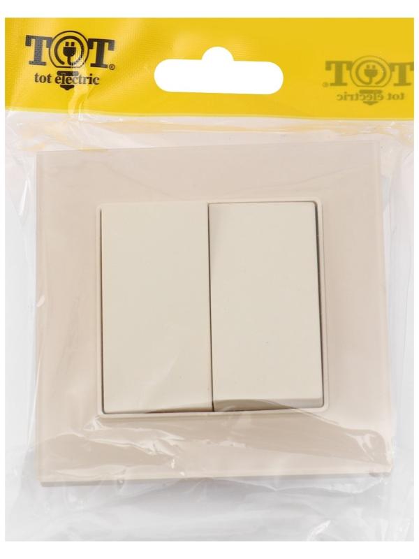 Выключатель проходной TOT Matte Glass, 10 А, 2 кл., скрытый, стекло, бежевый