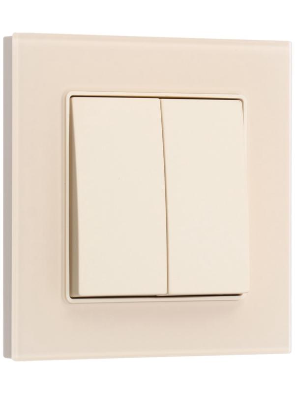 Выключатель проходной TOT Matte Glass, 10 А, 2 кл., скрытый, стекло, бежевый